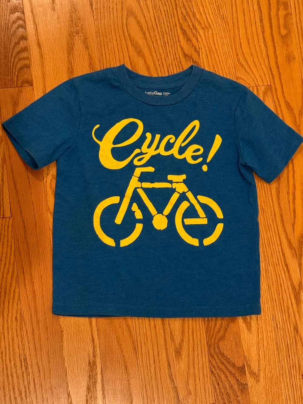 GAP Kids Blue Tee with Yellow Bicycle Graphic Sz 3T